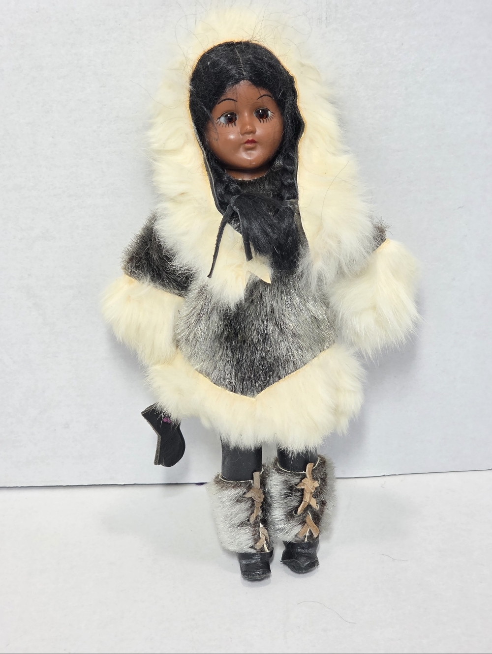 Vintage 12 Inch Doll Fur & Leather & Faux Fur